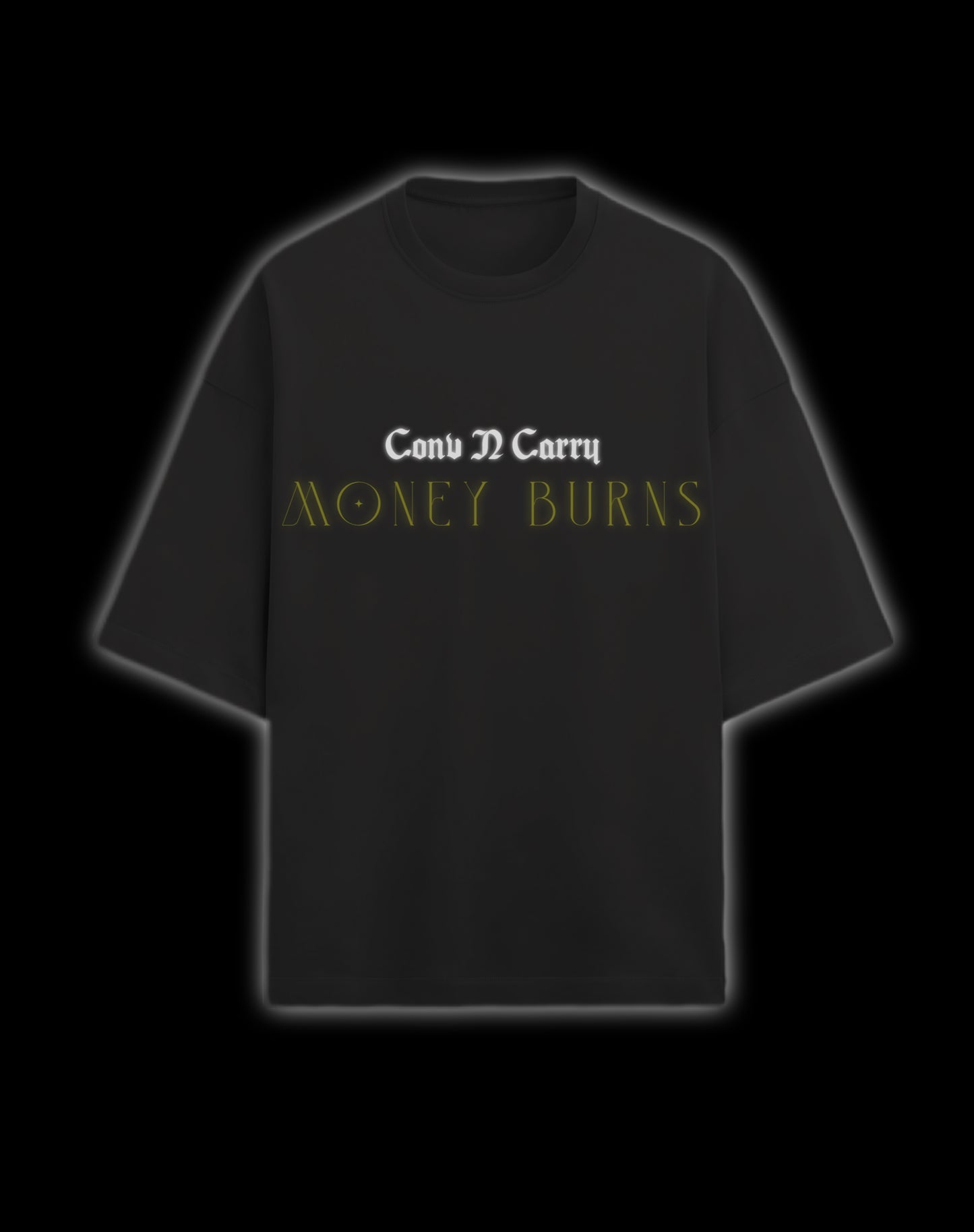 Theme : MONEY BURNS, Ultra premium DTG printed, French Terry Cotton, Oversized exclusive T-shirt by Conv N Carry