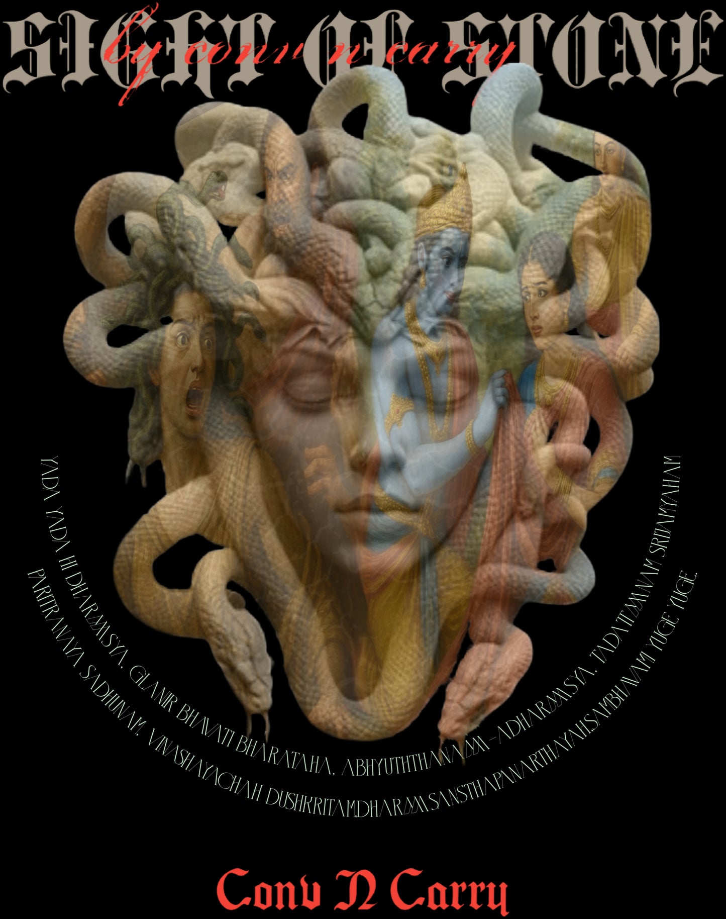Theme: MEDUSA, Ultra premium DTG printed, French Terry Cotton Oversized Tee, by Conv N Carry