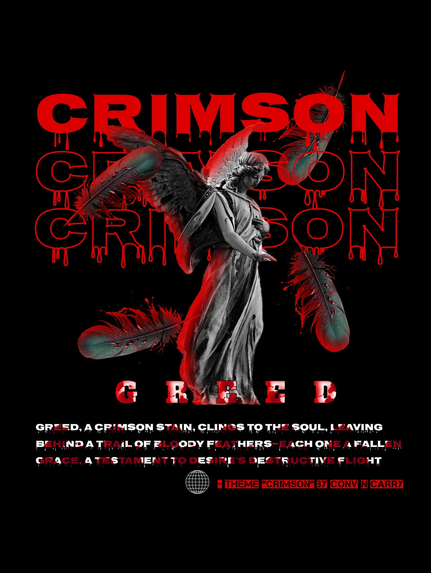 Theme: CRIMSON, Premium DTG Printed, Premium Terry Cotton Oversized T-shirt by Conv N Carry