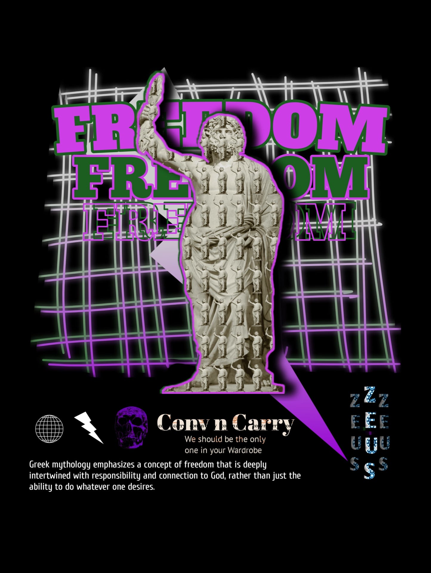Theme: FREEDOM, Premium DTG Printed, Premium Terry cotton Oversized Tee, by Conv N Carry