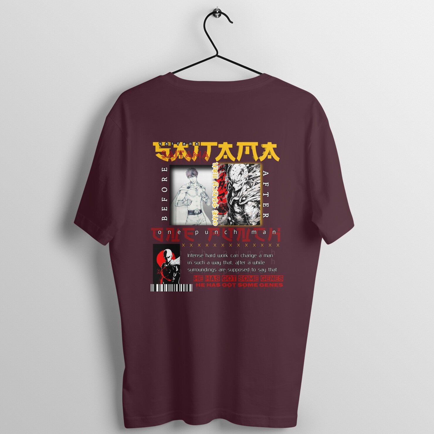 burgandy , saitama t-shirt Back View - 5450499