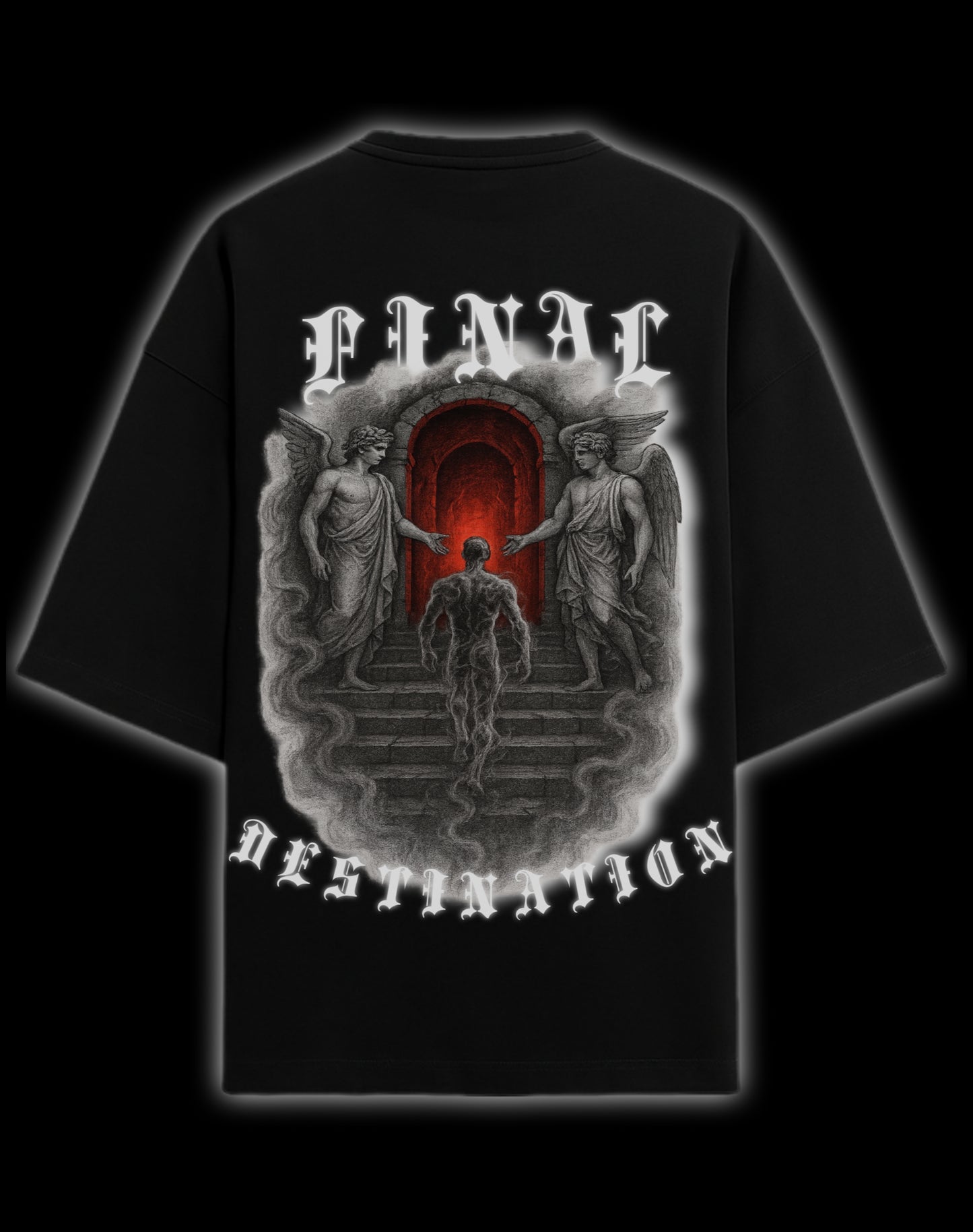 Theme: FINAL DESTINATION, Ultra premium DTG Printed, French Terry Cotton Oversized Tee , by Conv N Carry.