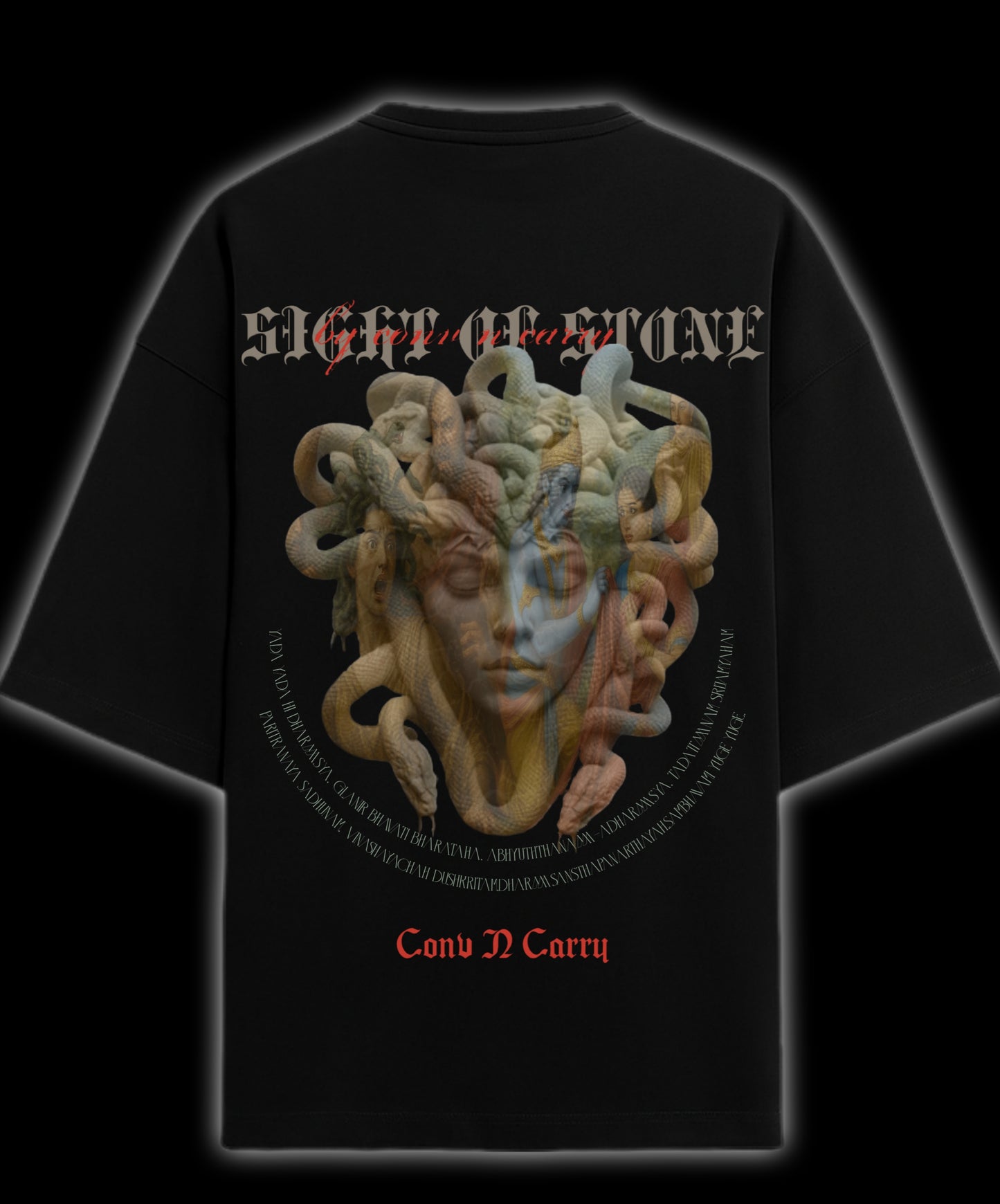 Theme: MEDUSA, Ultra premium DTG printed, French Terry Cotton Oversized Tee, by Conv N Carry