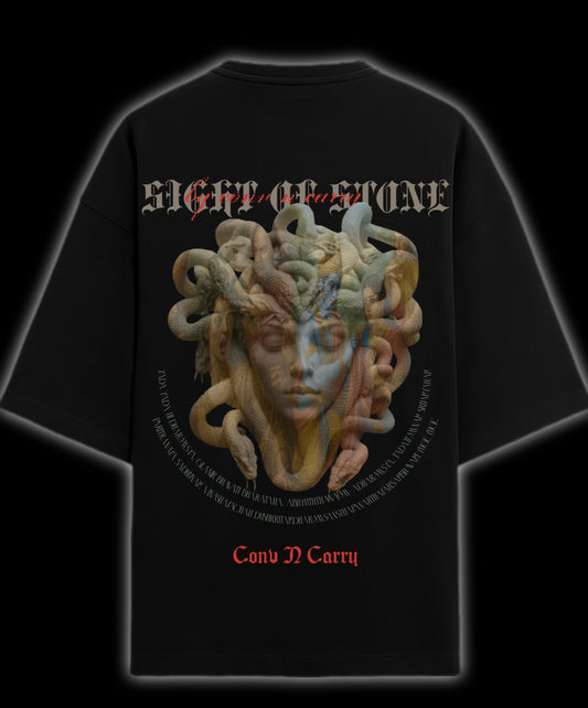 Theme: MEDUSA, Ultra premium DTG printed, French Terry Cotton Oversized Tee, by Conv N Carry